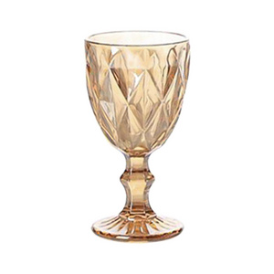 Electroplating Amber Color Glasses Embossed Design Goblet Vintage Colored Red Wine Glass Goblet Wine Glasses For Juice Drinking