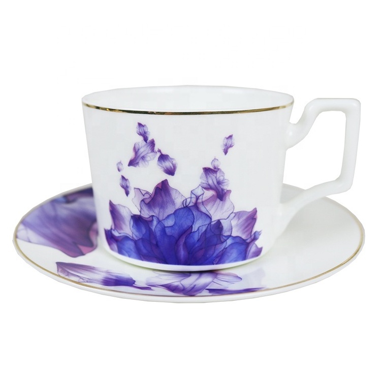 Royal Albert Ceramic Coffee Tea Set Flower Tea Cup Set Bone China Cup and Saucer With Gold Rim