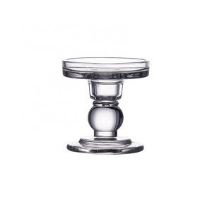 Glass Candlestick Ornaments Glass Candlestick Printing Logo Candlestick Glass Candle Holders for Wedding Home Decoration