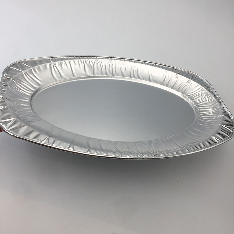 Professional Customized Tableware Factory Oval Foil Roasting Dishes Aluminum Foil Tray Pie Pans Christmas Baking Serving Tray