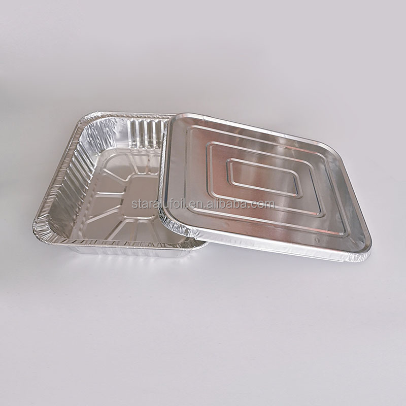 Lid For 10 Inches Rectangular Aluminum Foil Roasting Tray Custom Logo Takeaway Food Container For Party