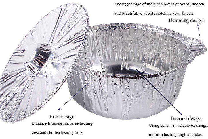 Round Disposable Aluminum Foil Pot With Foil Lid Aluminium Cooking Pots