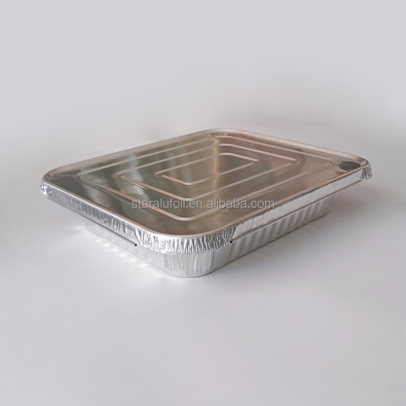 Lid For 10 Inches Rectangular Aluminum Foil Roasting Tray Custom Logo Takeaway Food Container For Party