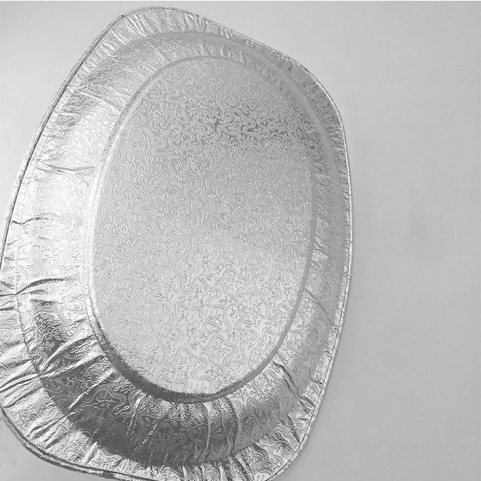 Banquettes Tableware Catering Tray Embossed Plates Wedding Disposable Aluminum Foil Turkey Bbq Hot Trays For Food Oval plade