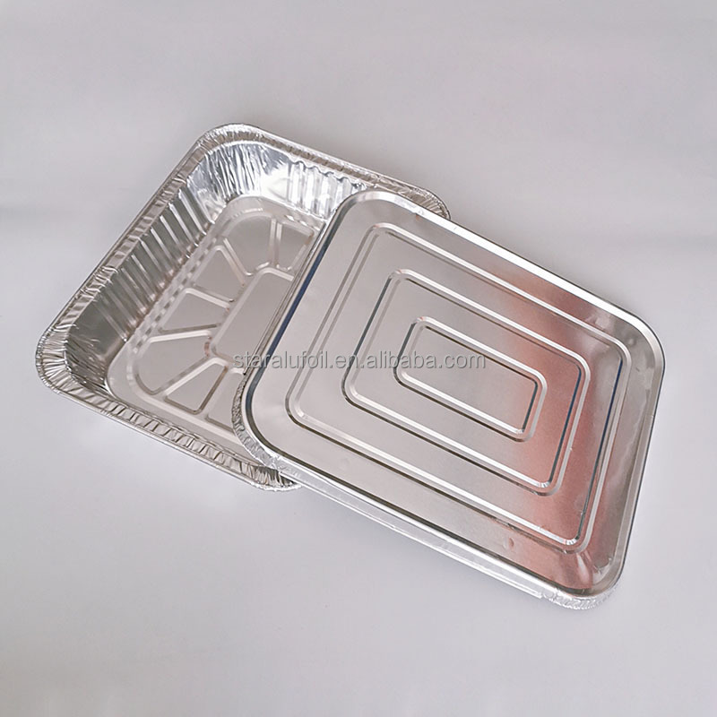 Lid For 10 Inches Rectangular Aluminum Foil Roasting Tray Custom Logo Takeaway Food Container For Party