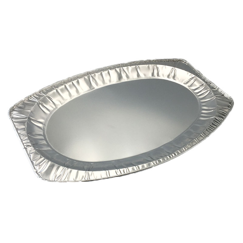 Professional Customized Tableware Factory Oval Foil Roasting Dishes Aluminum Foil Tray Pie Pans Christmas Baking Serving Tray