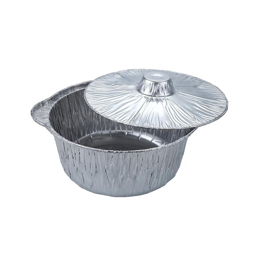 Round Disposable Aluminum Foil Pot With Foil Lid Aluminium Cooking Pots