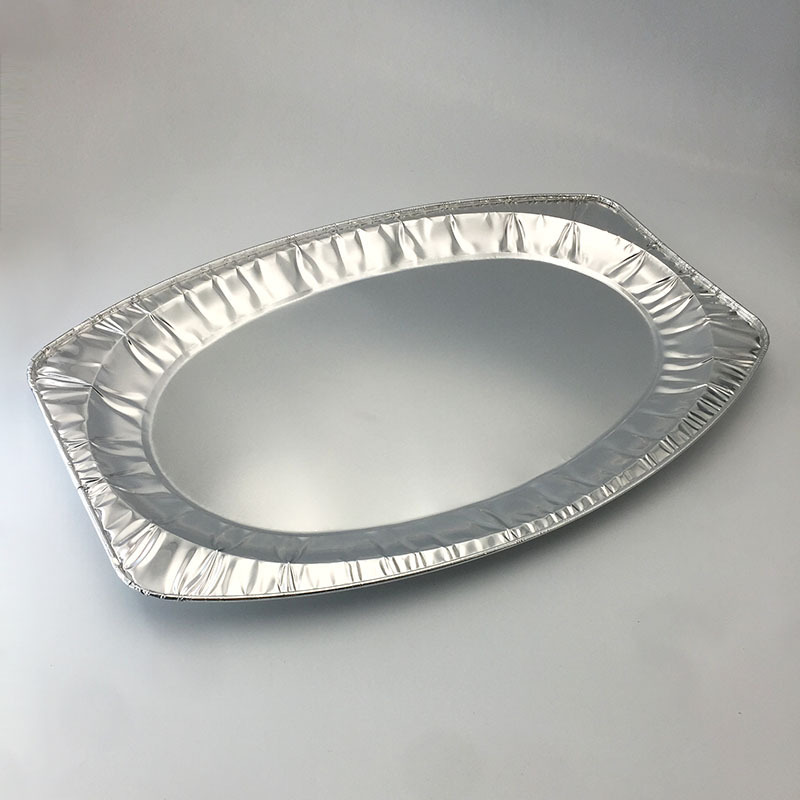 Professional Customized Tableware Factory Oval Foil Roasting Dishes Aluminum Foil Tray Pie Pans Christmas Baking Serving Tray