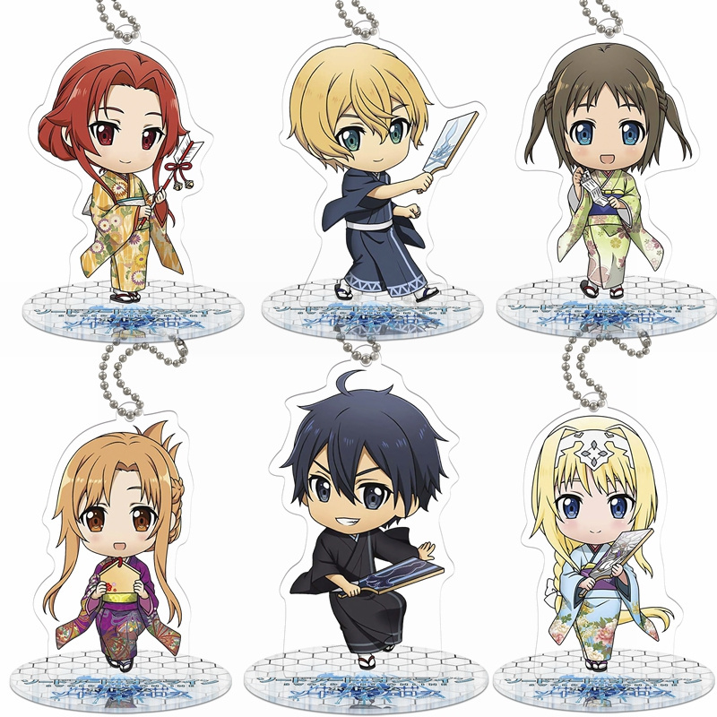 Chibi Sword Art Online SAO Kirito Asuna anime game Acrylic Standee figures decoration Customized pendant keychain derivatives