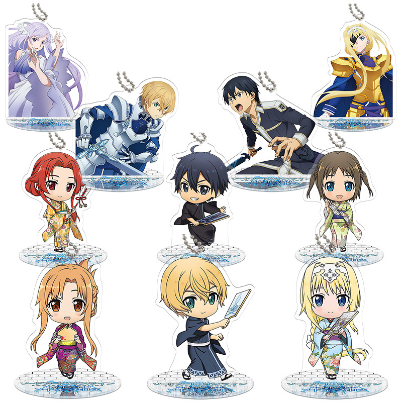 Chibi Sword Art Online SAO Kirito Asuna anime game Acrylic Standee figures decoration Customized pendant keychain derivatives