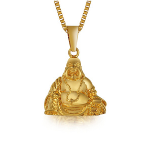 Chinese Buddha Pendant Stainless Steel 18k Gold Plated Charm Jewelry for Men