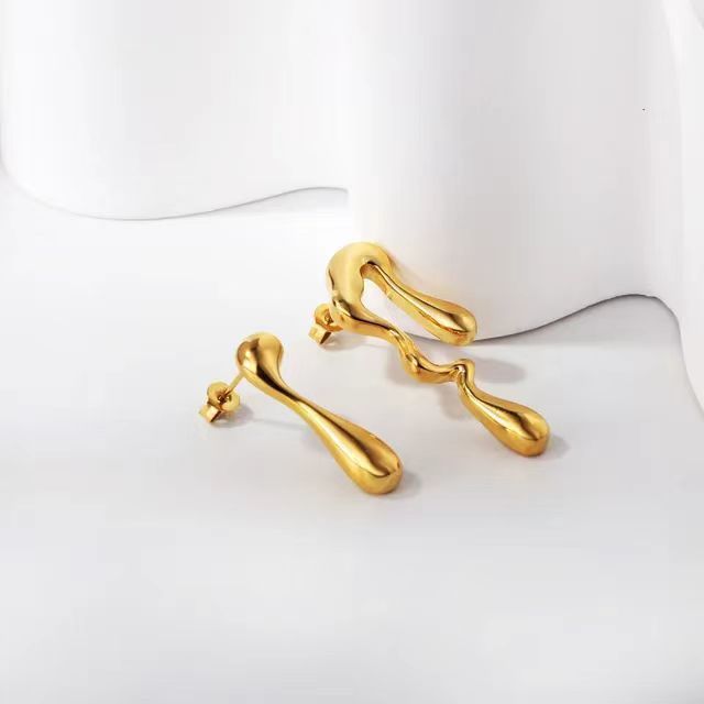 Fashion Gold Earrings Stainless Steel Tarnish Free Waterproof Earrings for Women Irregular Design Golden Lady Jewelry