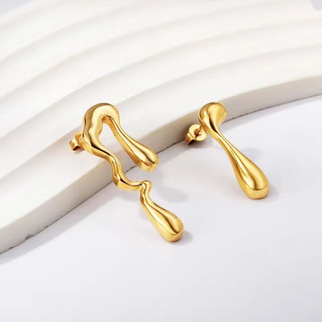 Fashion Gold Earrings Stainless Steel Tarnish Free Waterproof Earrings for Women Irregular Design Golden Lady Jewelry