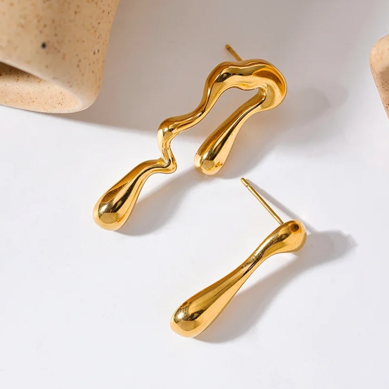 Fashion Gold Earrings Stainless Steel Tarnish Free Waterproof Earrings for Women Irregular Design Golden Lady Jewelry