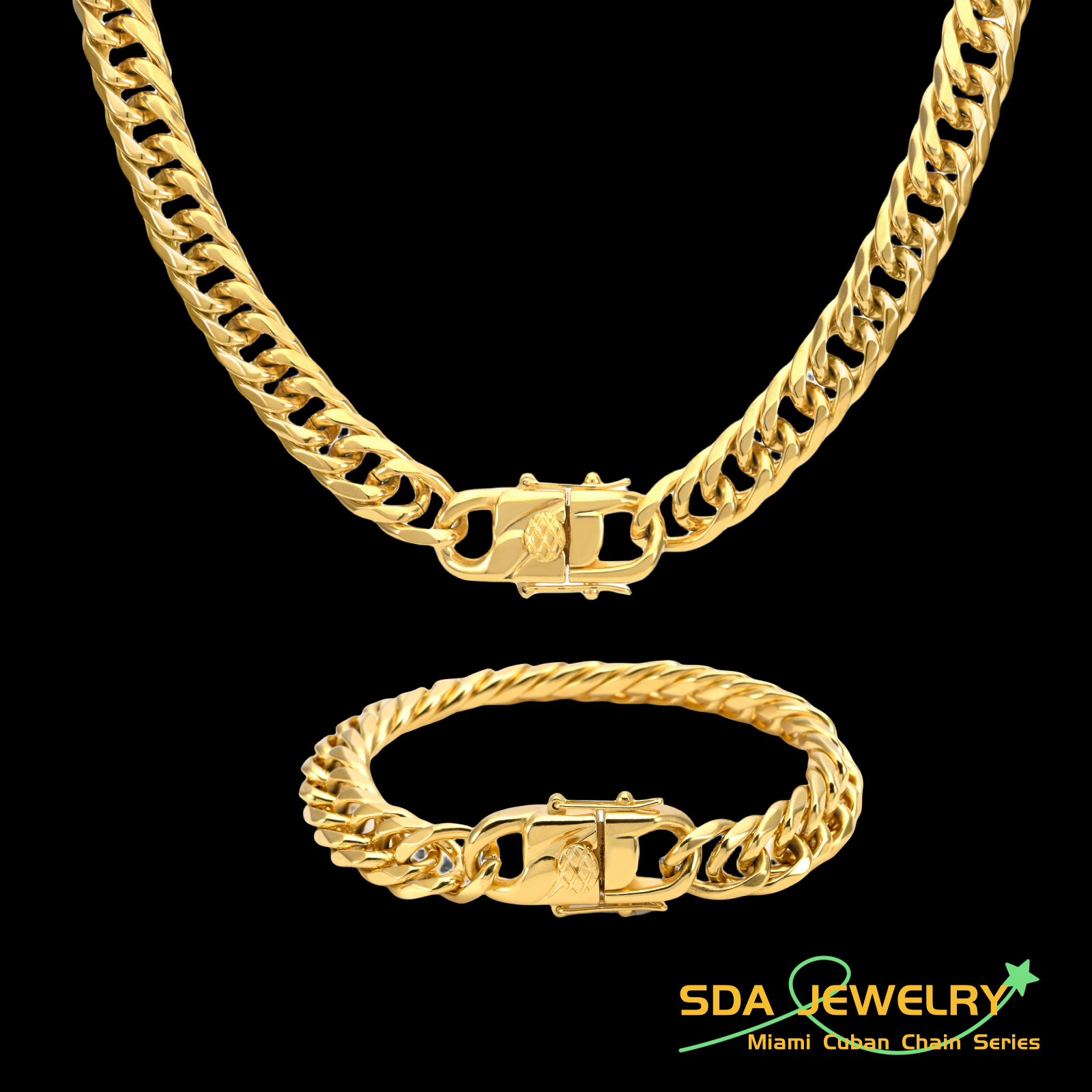 SDA Stainless Steel Cuban Link Chains Double Weave Six Sided Grinding Luxury High Quality Jewelry for Men