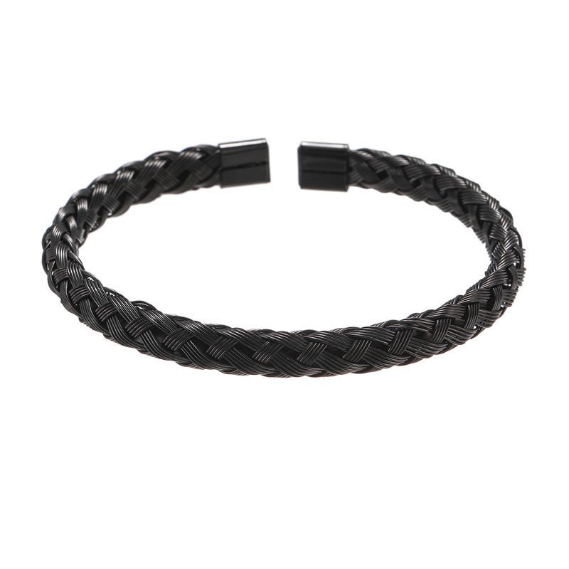 Wholesale Braided Wire Bangle Bracelet for Men  Silver/18K Gold/ Black color for Option Stainless Steel Mesh Wire Jewelry