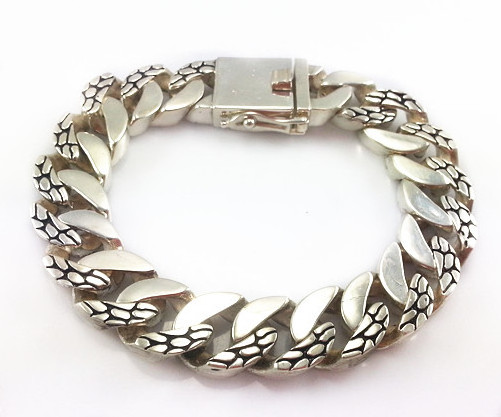 Men Bracelet Pattern Link Cuff Bracelet 925 Sterling Silver CLASSIC Chain & Link Bracelets Bangles 925 Silver Jewelry