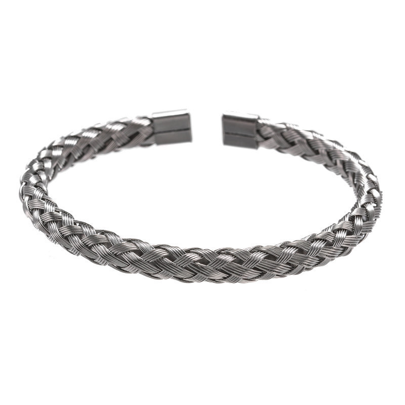 Wholesale Braided Wire Bangle Bracelet for Men  Silver/18K Gold/ Black color for Option Stainless Steel Mesh Wire Jewelry