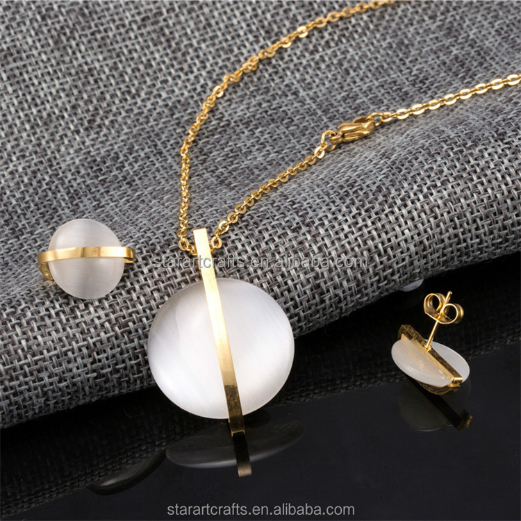 Opal Jewelry Sets Gold Plated Stainless Steel Online Wholesale New Fashion 2015 Romantic Women's Constellation 50 Sets with IPG