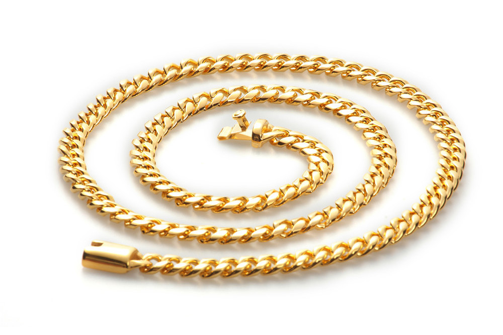 Wholesale Stainless Steel Hip Hop Jewelry 18k Gold Plated Cuban Link Chain Necklace Men's Chunky Miami Cuban Rapper Choker Chain