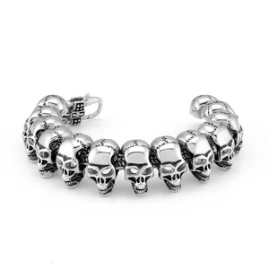 Chunky Skull Head Bracelet for Men Stainless Steel Link Chain Bracelet Jewelry