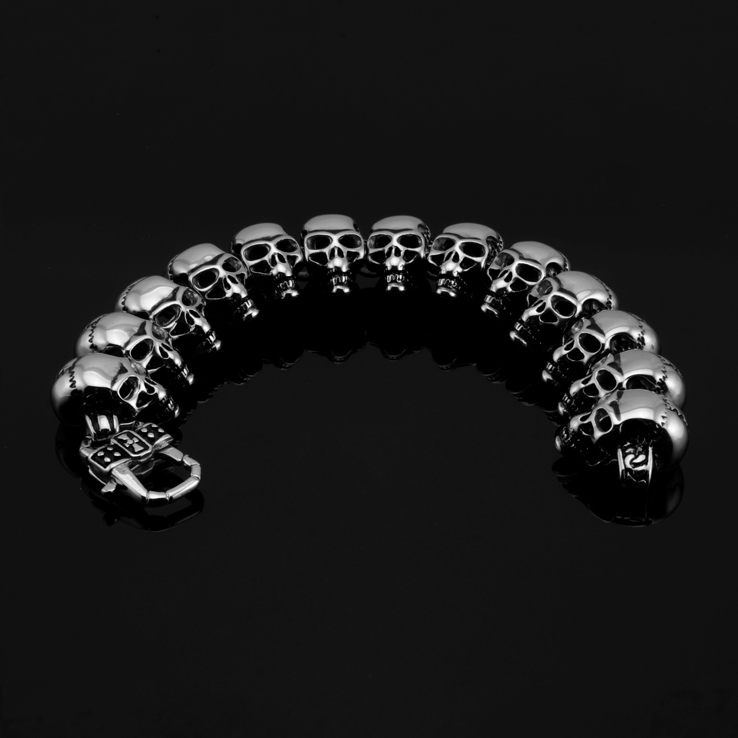 Chunky Skull Head Bracelet for Men Stainless Steel Link Chain Bracelet Jewelry