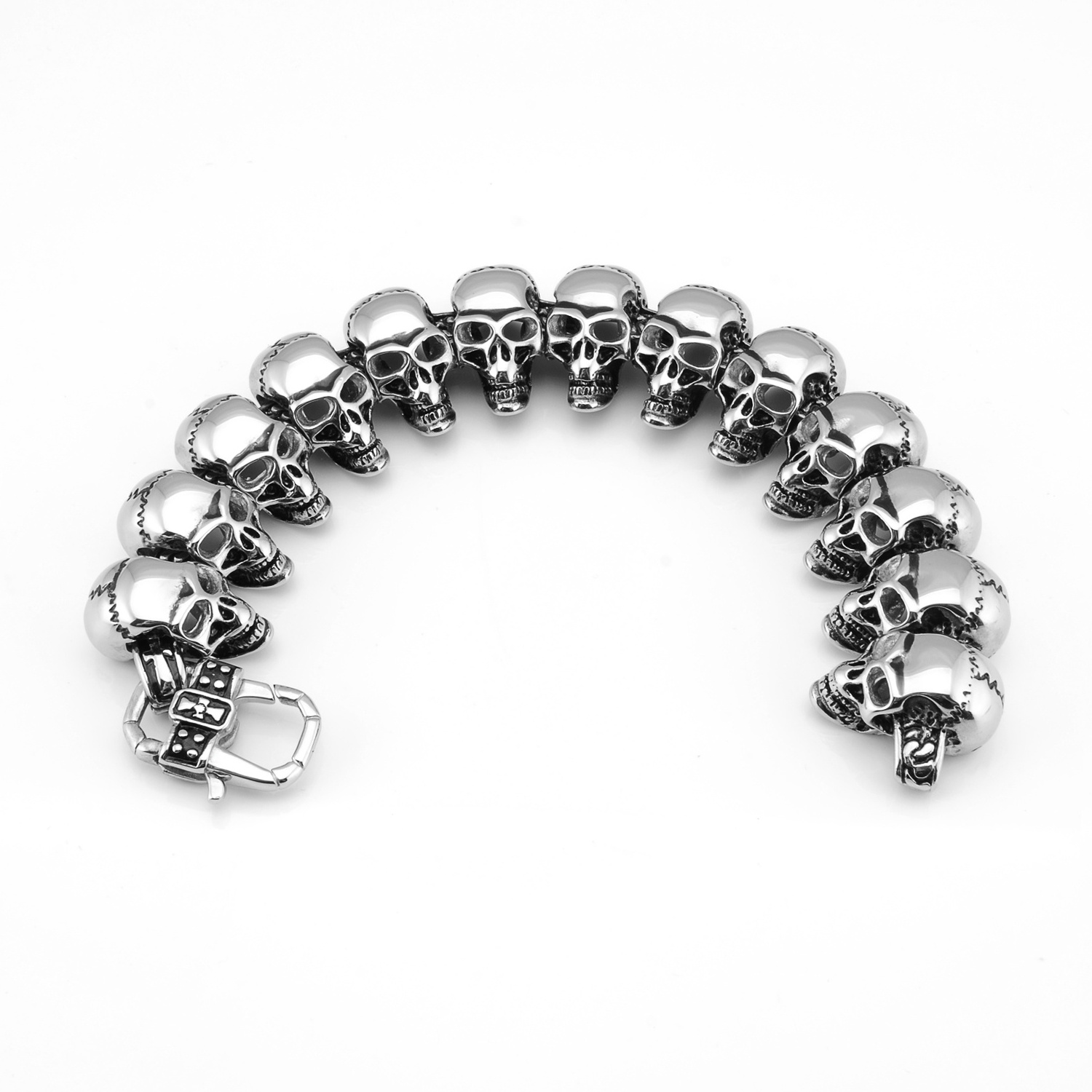 Chunky Skull Head Bracelet for Men Stainless Steel Link Chain Bracelet Jewelry