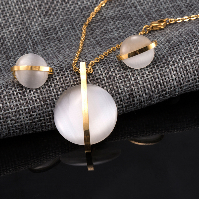 Opal Jewelry Sets Gold Plated Stainless Steel Online Wholesale New Fashion 2015 Romantic Women's Constellation 50 Sets with IPG