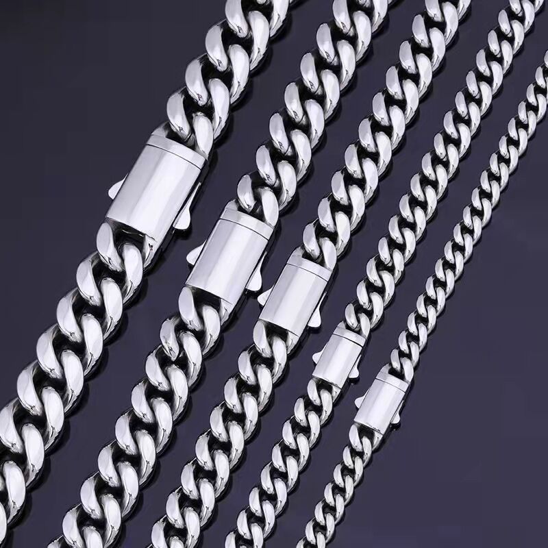 Factory Direct Manufacture Cuban Chain Necklace Ice Out Cuban Chain for Men Diamond Clasp Moissanite Cuban Chain Jewelry