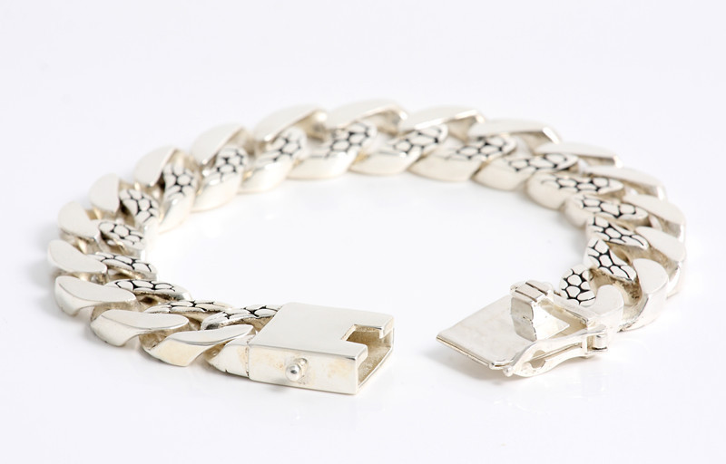 Men Bracelet Pattern Link Cuff Bracelet 925 Sterling Silver CLASSIC Chain & Link Bracelets Bangles 925 Silver Jewelry