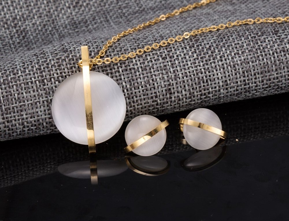 Opal Jewelry Sets Gold Plated Stainless Steel Online Wholesale New Fashion 2015 Romantic Women's Constellation 50 Sets with IPG