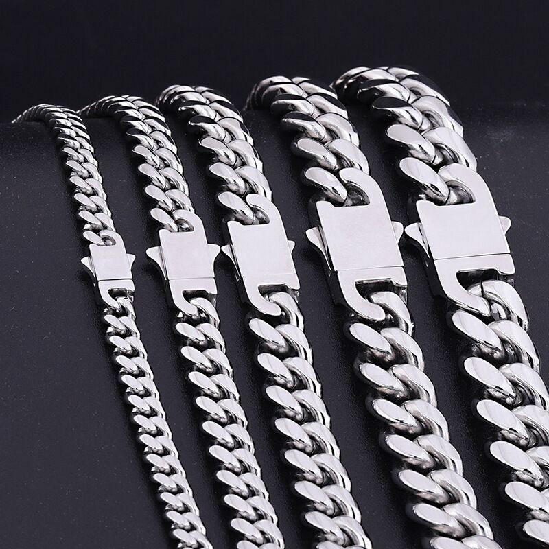 Factory Direct Manufacture Cuban Chain Necklace Ice Out Cuban Chain for Men Diamond Clasp Moissanite Cuban Chain Jewelry