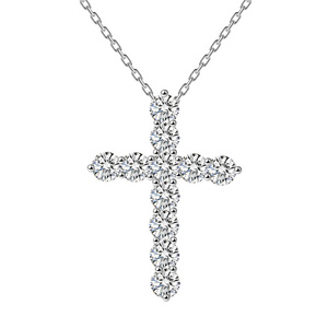 925 Sterling Silver christian jesus cross pendant necklace with 3A Clear Zircon 18k Gold Plated cz cross pendant