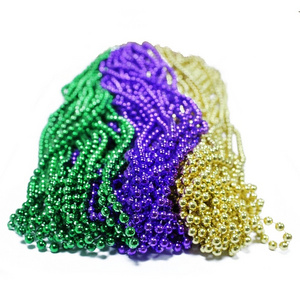 St. Patrick's Metallic Ball Chain MOT Throw Beads 33''6mm Mardi Gras Beads Christmas Dublin Irish Festival Decoration Necklace