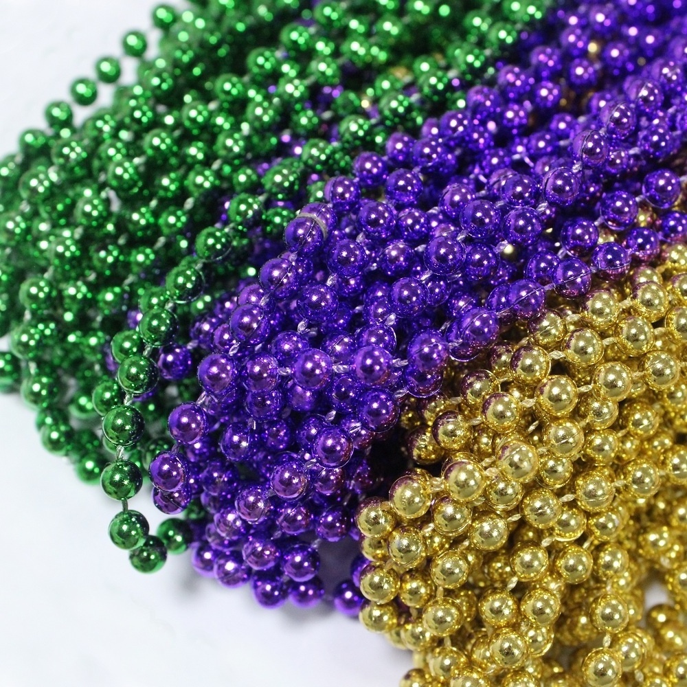 St. Patrick's Metallic Ball Chain MOT Throw Beads 33''6mm Mardi Gras Beads Christmas Dublin Irish Festival Decoration Necklace