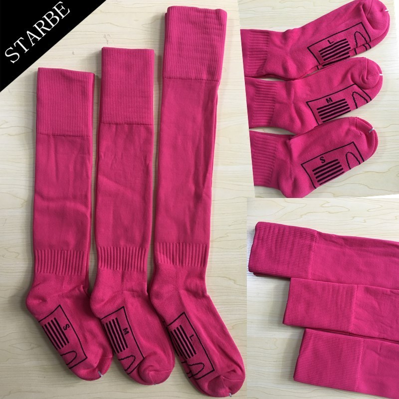 low MOQ custom make elite hot pink knee high football socks soccer socks