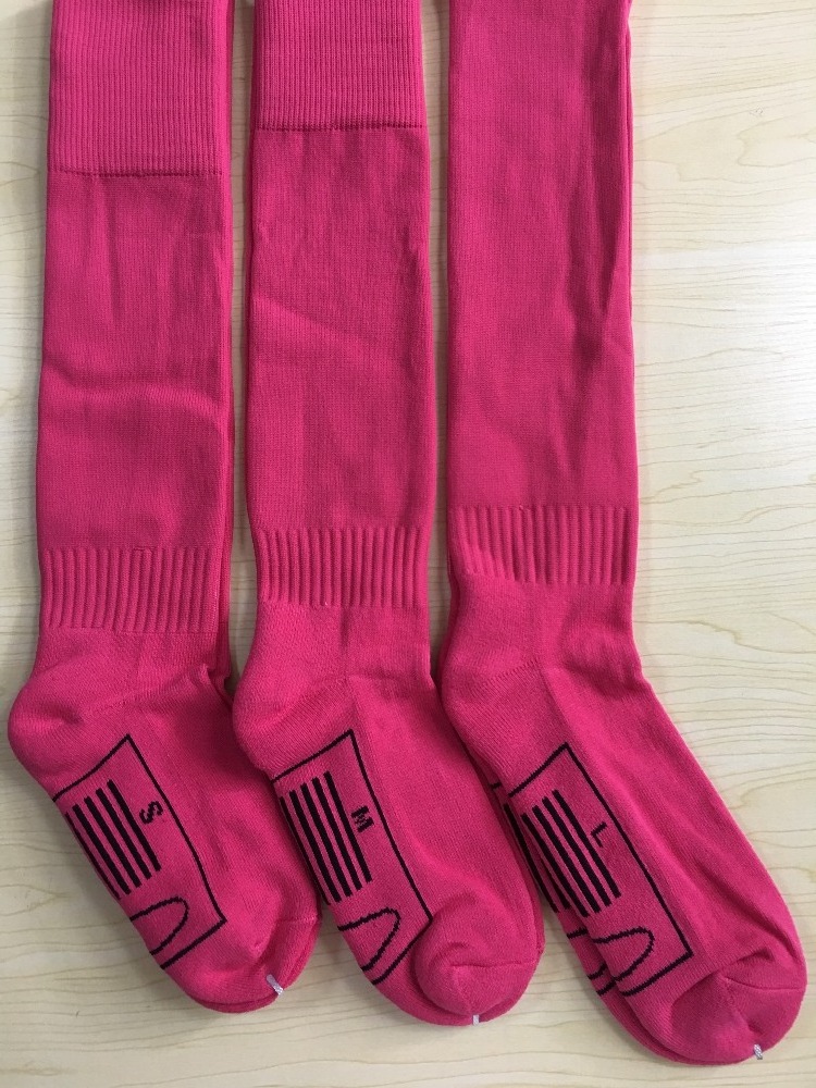 low MOQ custom make elite hot pink knee high football socks soccer socks