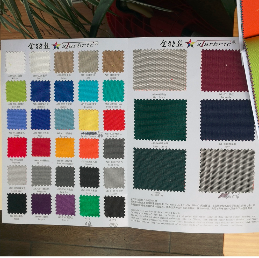 Olefin cushion fabric for garden patio outdoor usage