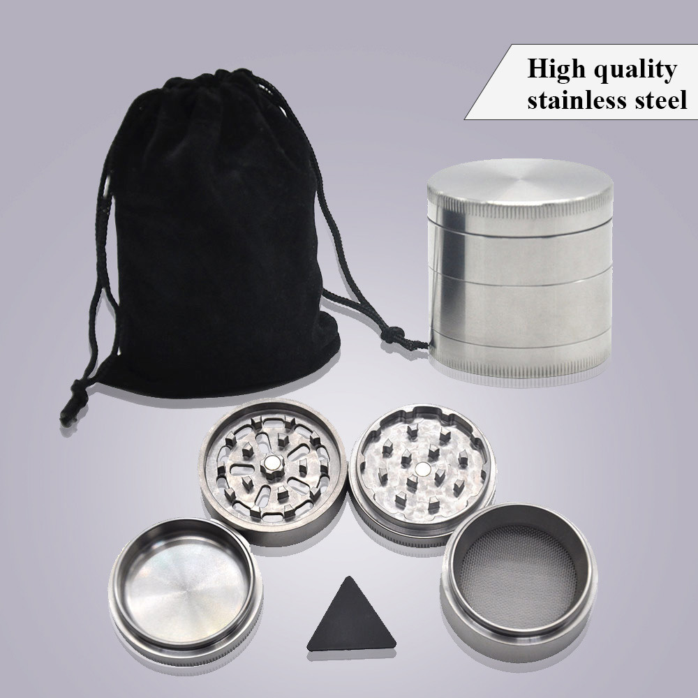 Wholesale Premium Stainless Steel Grinder Herb Grinder Metal Spice Mill Herb Grinder 4 Parts 48mm Custom Logo