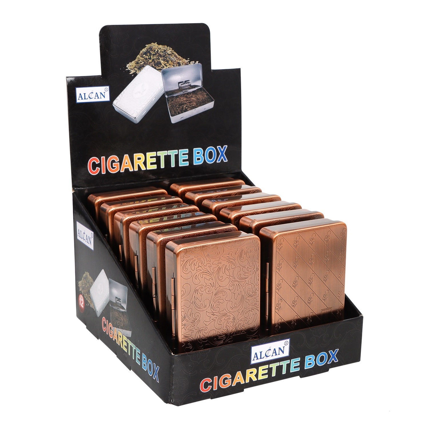 Wholesale Best-Selling Tin Cigarette Box Antique Copper Design Cigarette Storage Box With 6 Designs Tobacco Box