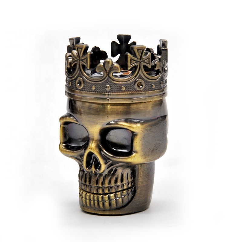 3 Layers Skull Metal Grinder Smoke 40mm Smoking Herb Grinder Hand Crank Crusher with Sharp Teeth Herb Mill