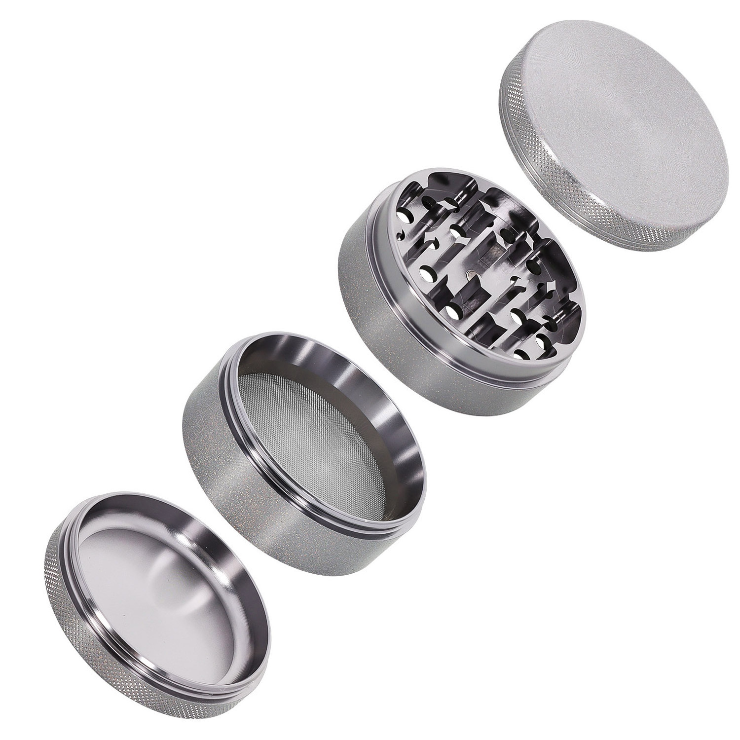 New Arrived Custom Logo 63mm  4 Pieces Big Aluminium Alloy Tobacco Spice Grinders Herbal Herb Grinder