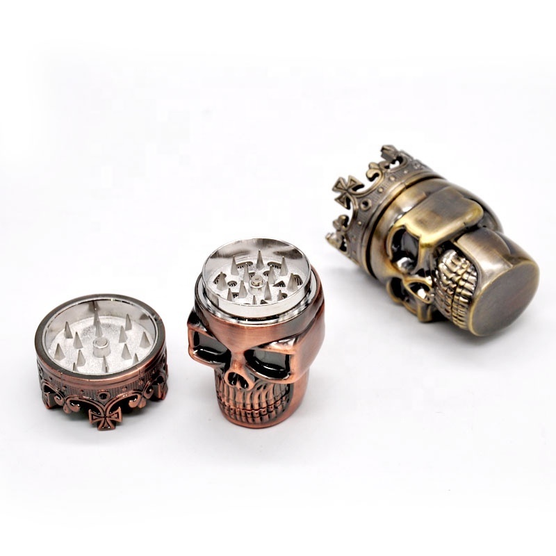 3 Layers Skull Metal Grinder Smoke 40mm Smoking Herb Grinder Hand Crank Crusher with Sharp Teeth Herb Mill