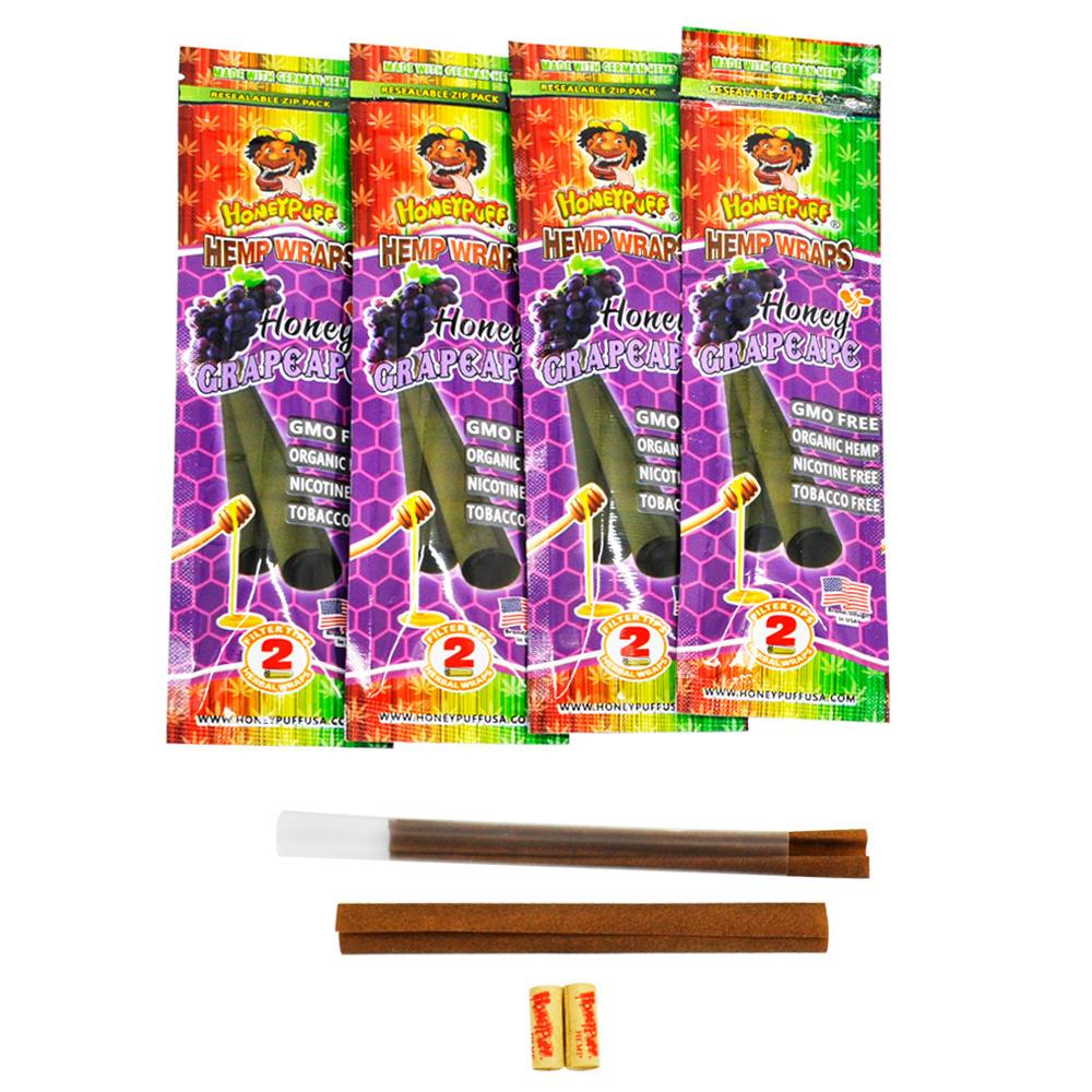 Honeypuff Fruit Flavored Hemp Wraps Hemps Wrapping With Rolling Tips Single Package with 10 flavors Cigar Paper