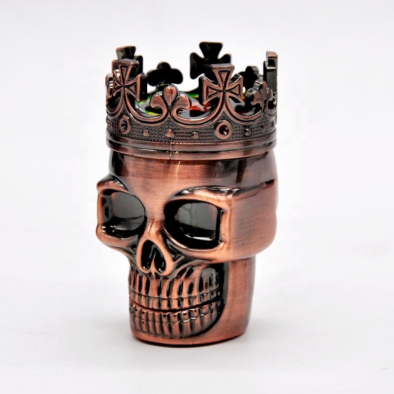 3 Layers Skull Metal Grinder Smoke 40mm Smoking Herb Grinder Hand Crank Crusher with Sharp Teeth Herb Mill