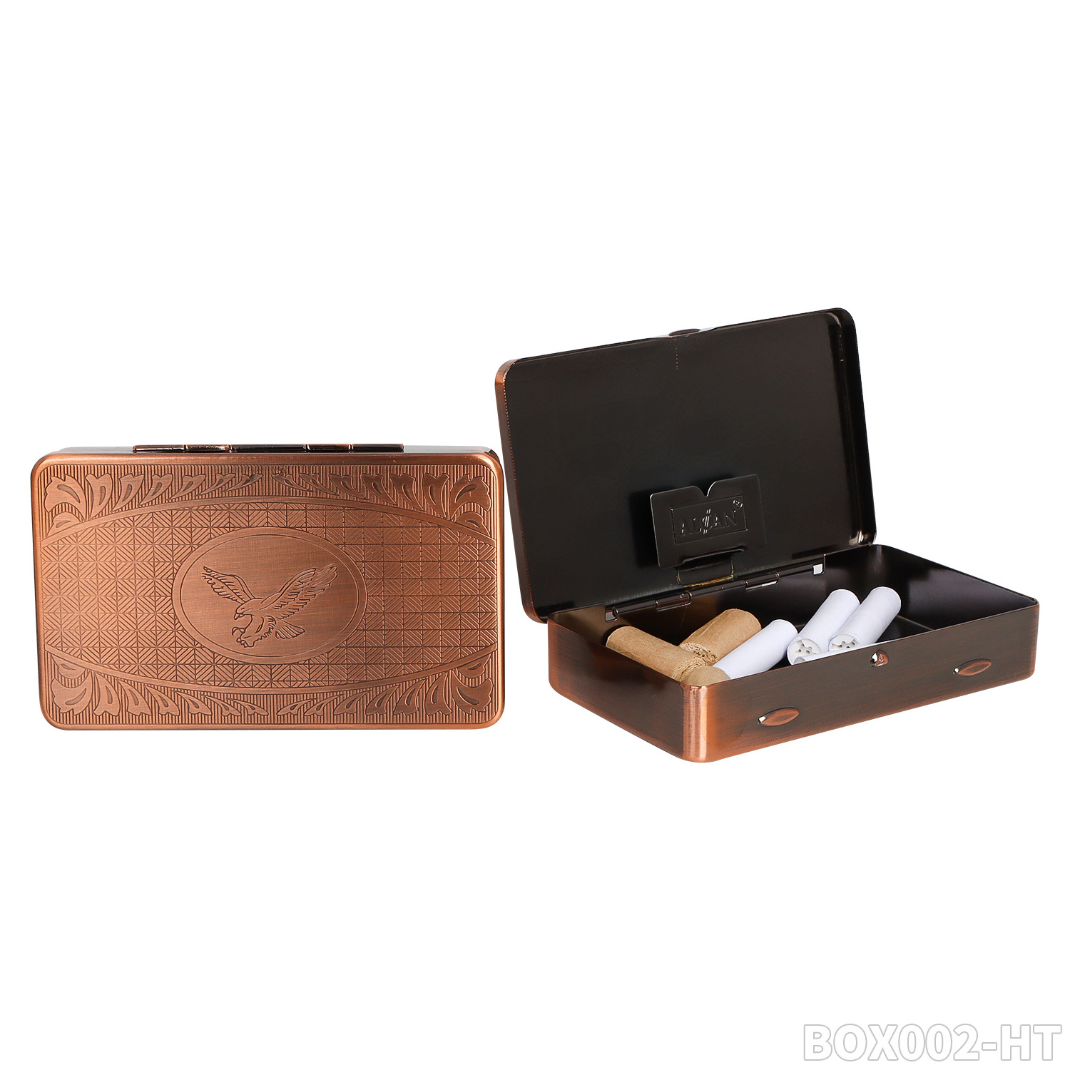 Wholesale Best-Selling Tin Cigarette Box Antique Copper Design Cigarette Storage Box With 6 Designs Tobacco Box