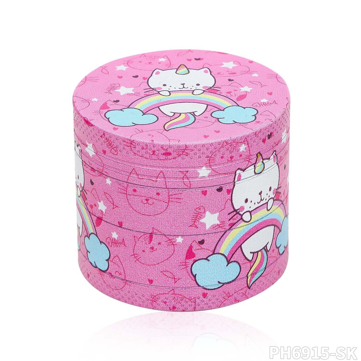 Wholesale Cute Cat Zinc Alloy Herb Grinder Custom Logo Tobacco Grinder with Multi-Patterns  40mm Herb Grinder With Display Box