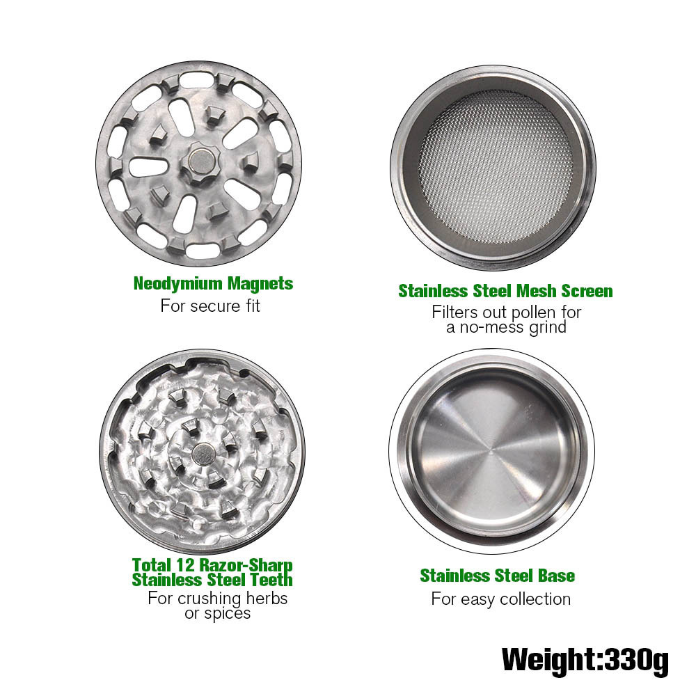 Wholesale Premium Stainless Steel Grinder Herb Grinder Metal Spice Mill Herb Grinder 4 Parts 48mm Custom Logo