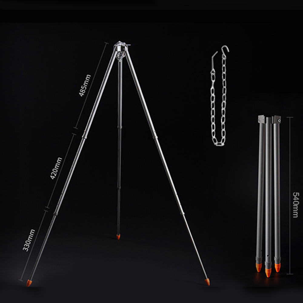 StarCamp Outdoor Fire Pit Tripod Portable Length Adjustable for Campfire Camping Cooking Outdoor Cooking Equipment