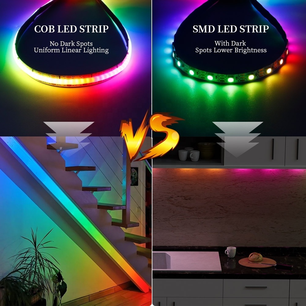 Commercial Dream Full Color RGBIC 24V Magic Digital No Light Point RGBIC Soft 720/m Smart Addressable RGB COB LED Strip Light